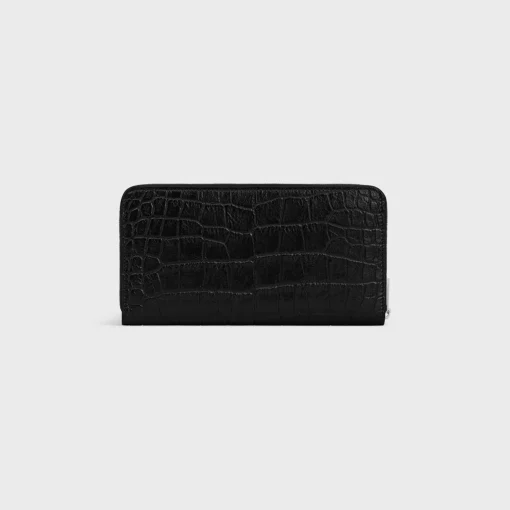 Large zipped wallet in Crocodile Embossed Calfskin