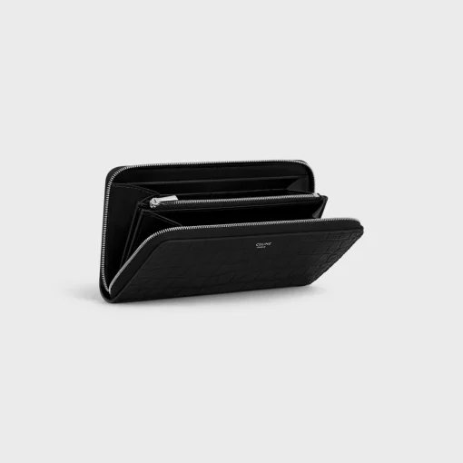 Large zipped wallet in Crocodile Embossed Calfskin