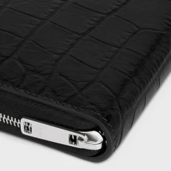 Large zipped wallet in Crocodile Embossed Calfskin