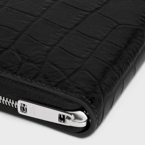 Large zipped wallet in Crocodile Embossed Calfskin