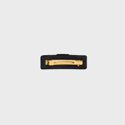 Le Soir Ribbon Hair Clip in Polyester, Calfskin, Brass with Gold Finish and Steel