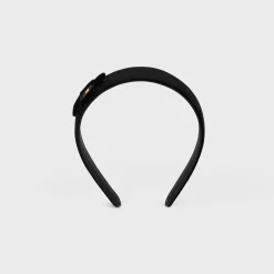 Le Soir Ribbon Headband in Polyester, Calfskin and Brass with Gold Finish