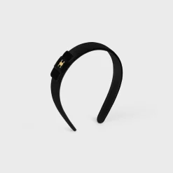 Le Soir Ribbon Headband in Polyester, Calfskin and Brass with Gold Finish