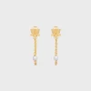 Les Perles Celine Chain Earrings in Brass with Gold Finish and Resin Pearls