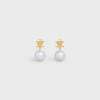 Les Perles Celine Earrings in Brass with Gold Finish and Glass Pearls