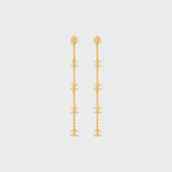 Les Perles Celine Long Earrings in Brass with Gold Finish and Resin Pearls