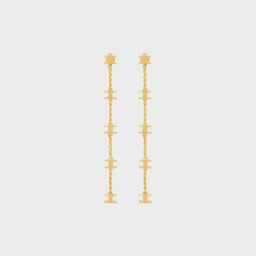 Les Perles Celine Long Earrings in Brass with Gold Finish and Resin Pearls