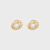 Les Perles Celine Maillon Earrings in Brass with Gold Finish and Resin Pearls