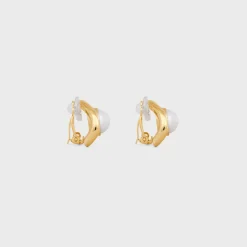Les Perles Celine Maillon Earrings in Brass with Gold Finish and Resin Pearls