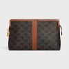 Lock Toiletry Pouch in Triomphe Canvas and Calfskin