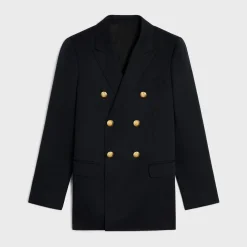 long blazer in diagonal wool