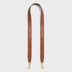 Long Strap in smooth CALFSKIN WITH CELINE EMBROIDERY with Gold Finishing