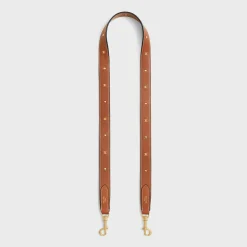 LONG STRAP in smooth CALFSKIN WITH TRIOMPHE STUDS with Gold Finishing