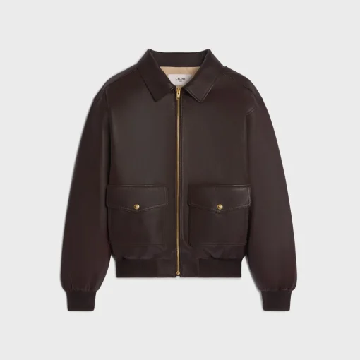 loose aviator blouson jacket in soft lambskin
