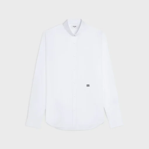 loose shirt with inverted collar in cotton poplin