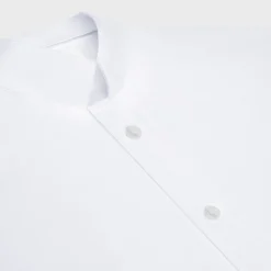 loose shirt with inverted collar in cotton poplin
