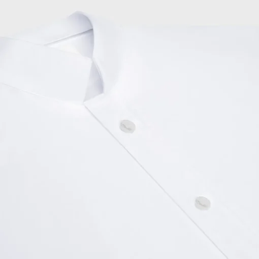 loose shirt with inverted collar in cotton poplin