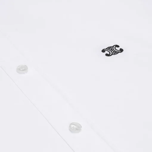 loose shirt with inverted collar in cotton poplin