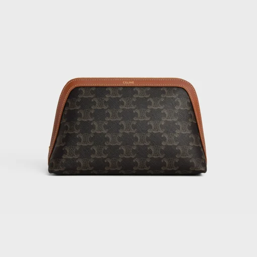 MEDIUM COSMETIC POUCH IN TRIOMPHE CANVAS AND CALFSKIN