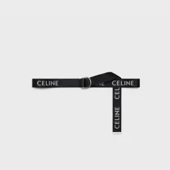 MEDIUM DOUBLE RING BELT in Jacquard Textile and Calfskin