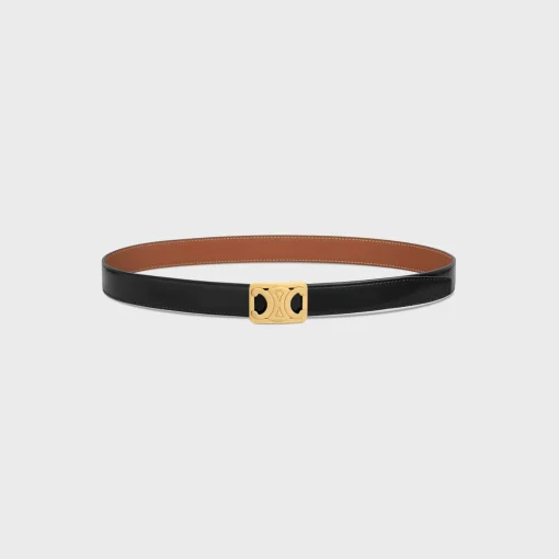 MEDIUM REVERSIBLE FRAMED TRIOMPHE BELT in TAURILLON AND NATURAL CALFSKIN