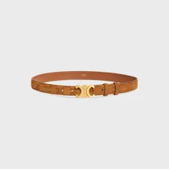 Medium Triomphe Belt in Suede calfskin with triomphe