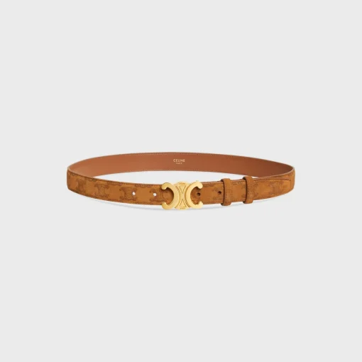 Medium Triomphe Belt in Suede calfskin with triomphe