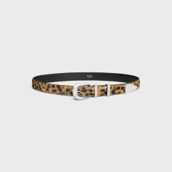 MEDIUM WESTERN BELT in PONY CALFSKIN WITH LEOPARD PRINT