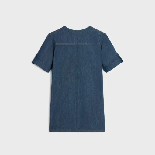 mini dress in dark ocean wash denim
