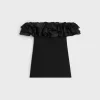 mini dress with ruffles in wool sablé