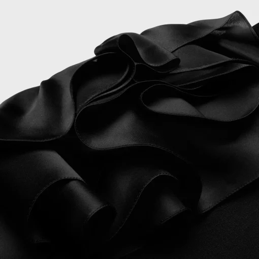 mini dress with ruffles in wool sablé