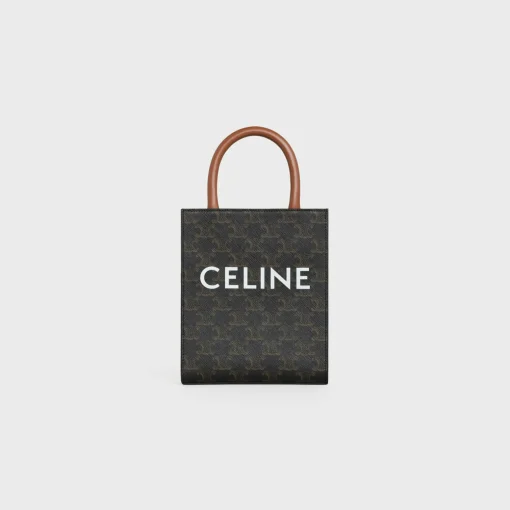 Mini Vertical Cabas in Triomphe Canvas and calfskin with Celine print