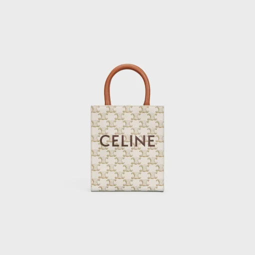 Mini Vertical Cabas in Triomphe Canvas and calfskin with Celine print
