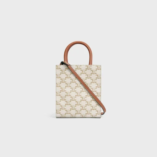 Mini Vertical Cabas in Triomphe Canvas and calfskin with Celine print