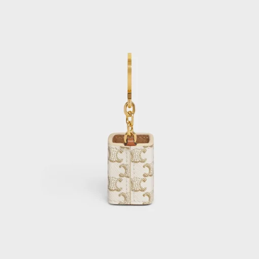 Miniature Perfume Holder Charm in Triomphe Canvas and calfskin