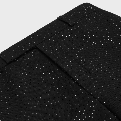 mods pants with rhinestones in double-face wool