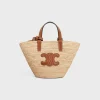 NANO SUPPLE CELINE CLASSIC PANIER in RAFFIA AND CALFSKIN