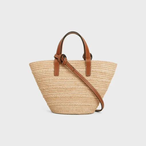 NANO SUPPLE CELINE CLASSIC PANIER in RAFFIA AND CALFSKIN