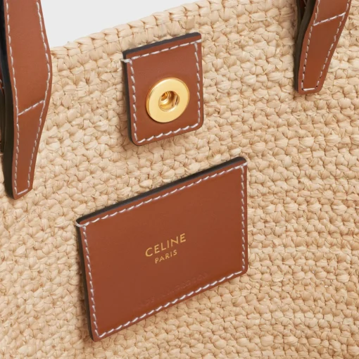 NANO SUPPLE CELINE CLASSIC PANIER in RAFFIA AND CALFSKIN