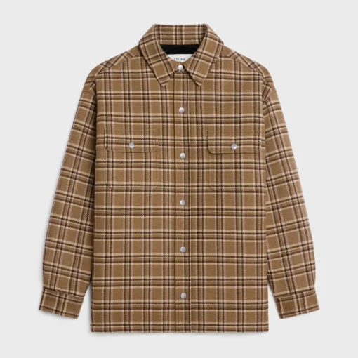 overshirt in checked wool