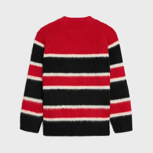oversized crew neck sweater in brushed striped cotton