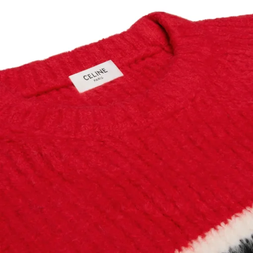 oversized crew neck sweater in brushed striped cotton