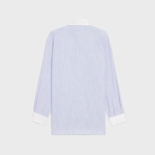 oversized shirt in striped chambray cotton