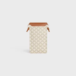 PHONE POUCH WITH FLAP in Triomphe Canvas and Lambskin