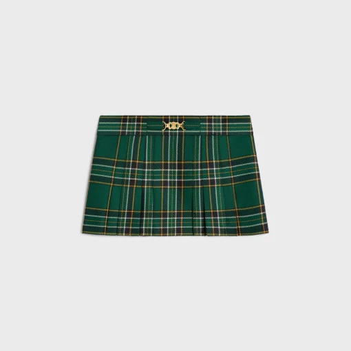 pleated mini skirt in tartan wool