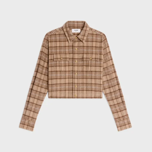 romy cropped shirt in checked cashmere
