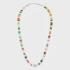 San Onofre Chunky Triomphe Necklace in Natural Stones and Brass with Rhodium Finish