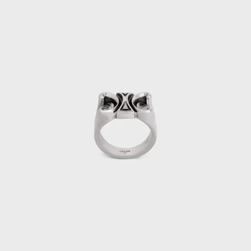 San Onofre Chunky Triomphe Ring in Brass with Rhodium Finish