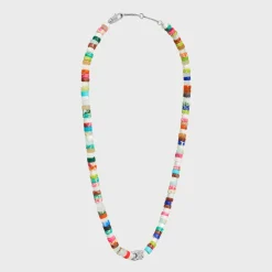 San Onofre Chunky Triomphe Necklace in Natural Stones and Brass with Rhodium Finish