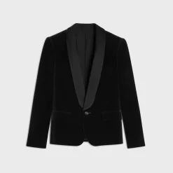 short tux jacket in cotton velvet